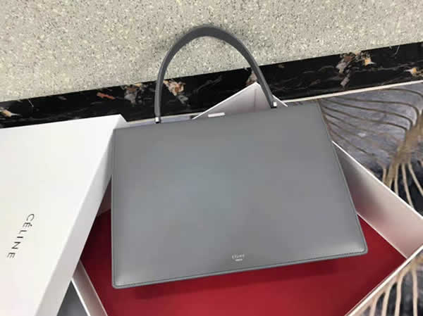 Replica Discount Gray Celine Clasp Distressed Leather Tote Bag